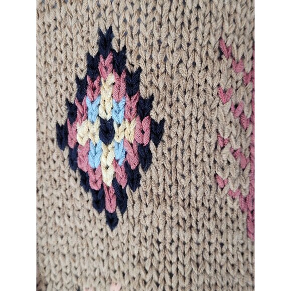 Vintage Northern Isles Knitted Sweater Vest S Beige Geometric Y2K Aztec 3 Button - Picture 9 of 10